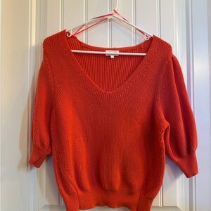 Gentle Fawn V-Neck Sweater in Vibrant Orange